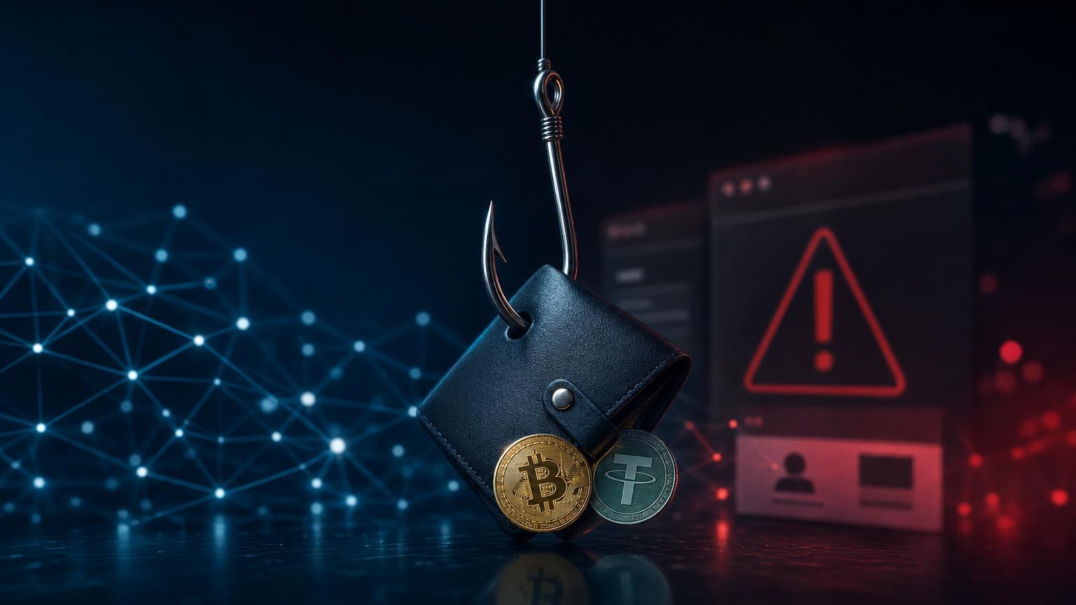 A user verifies a crypto exchange domain, wallet address, blockchain network, and transaction details before sending BTC or USDT